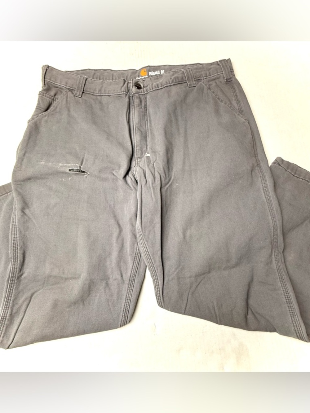 Carhartt Pants Mens 40x30‎ Gray Relaxed Fit Work Carpenter Stretch 103342-039